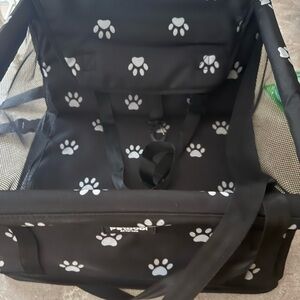 Black Dog/Cat Carrier with Paw Print Design
